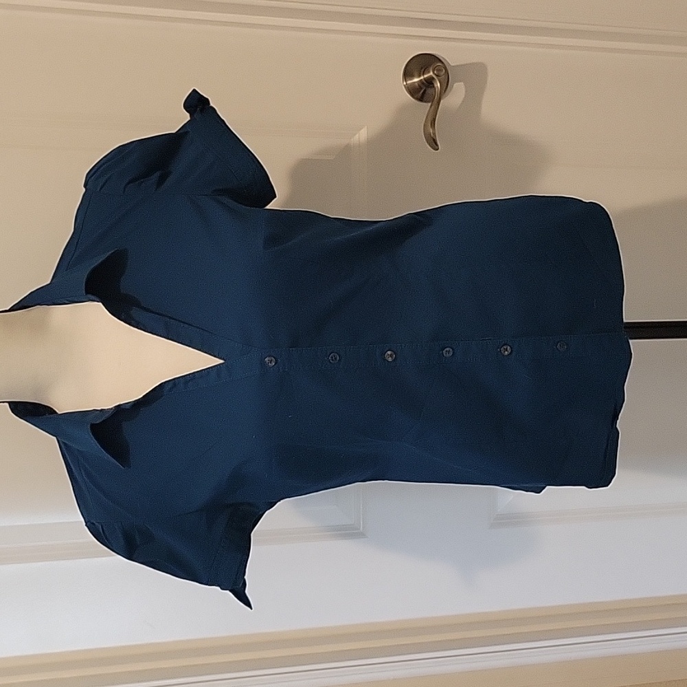 Express Dark Green Button Down Blouse - image 1